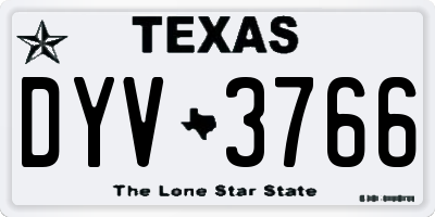 TX license plate DYV3766