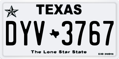 TX license plate DYV3767
