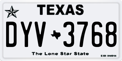 TX license plate DYV3768