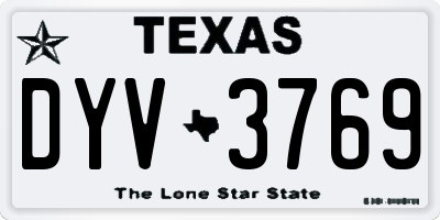 TX license plate DYV3769