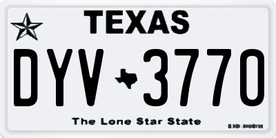 TX license plate DYV3770