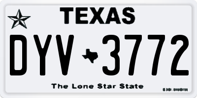 TX license plate DYV3772
