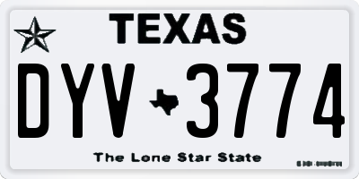 TX license plate DYV3774