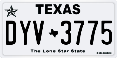 TX license plate DYV3775