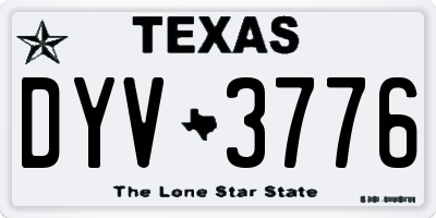 TX license plate DYV3776