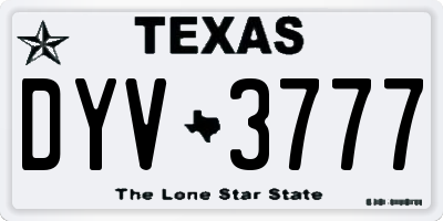 TX license plate DYV3777