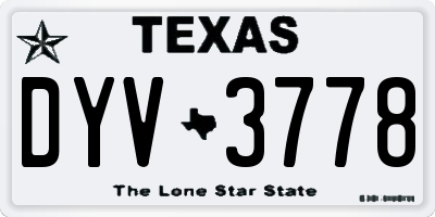 TX license plate DYV3778