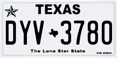 TX license plate DYV3780