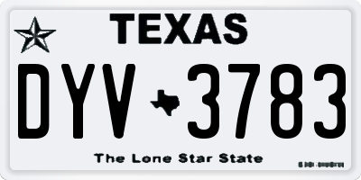 TX license plate DYV3783
