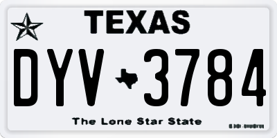 TX license plate DYV3784