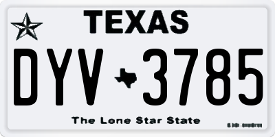 TX license plate DYV3785