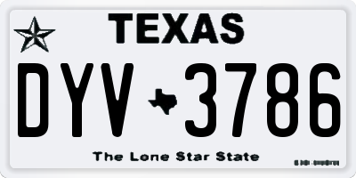 TX license plate DYV3786