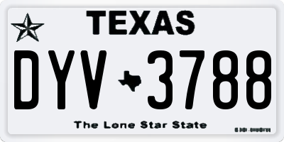 TX license plate DYV3788