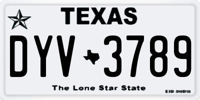 TX license plate DYV3789