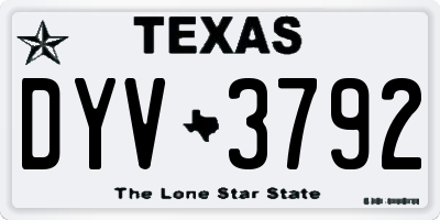 TX license plate DYV3792