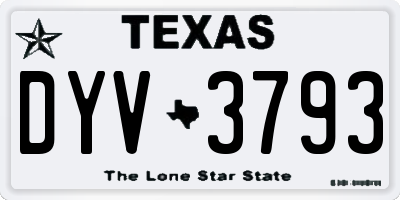 TX license plate DYV3793