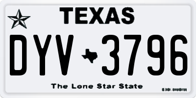 TX license plate DYV3796