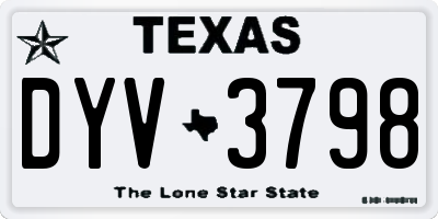 TX license plate DYV3798