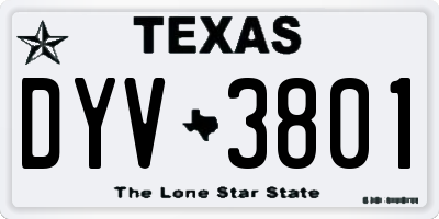 TX license plate DYV3801