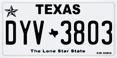 TX license plate DYV3803