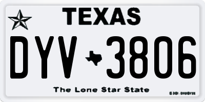 TX license plate DYV3806