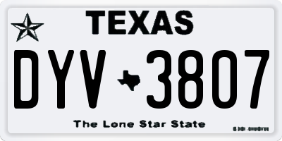 TX license plate DYV3807