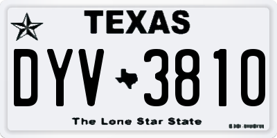TX license plate DYV3810