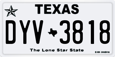 TX license plate DYV3818