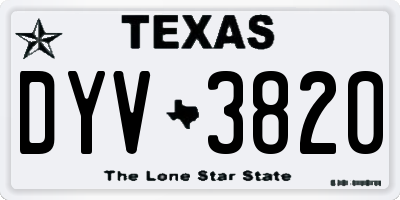 TX license plate DYV3820