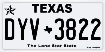 TX license plate DYV3822