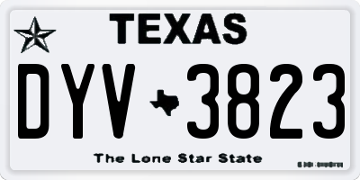 TX license plate DYV3823