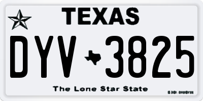TX license plate DYV3825