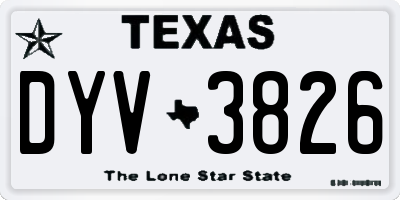 TX license plate DYV3826