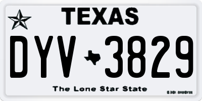 TX license plate DYV3829