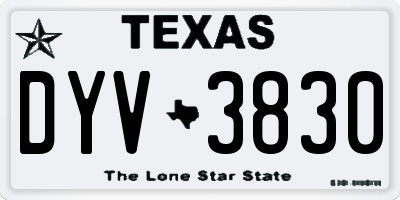 TX license plate DYV3830
