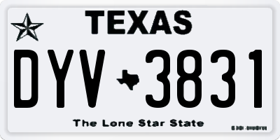 TX license plate DYV3831