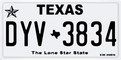 TX license plate DYV3834