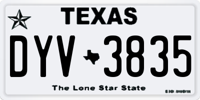TX license plate DYV3835
