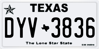 TX license plate DYV3836