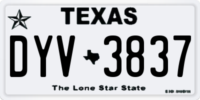 TX license plate DYV3837
