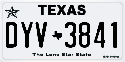TX license plate DYV3841