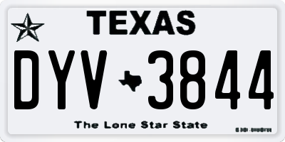 TX license plate DYV3844