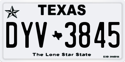 TX license plate DYV3845