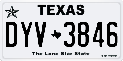 TX license plate DYV3846