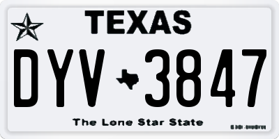 TX license plate DYV3847