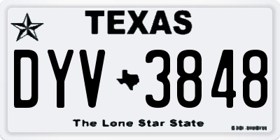 TX license plate DYV3848