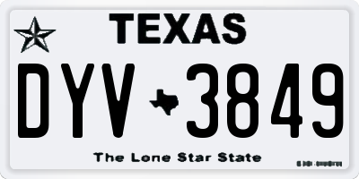TX license plate DYV3849
