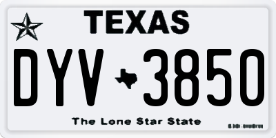TX license plate DYV3850