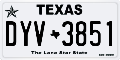 TX license plate DYV3851