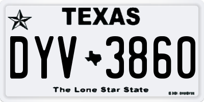 TX license plate DYV3860